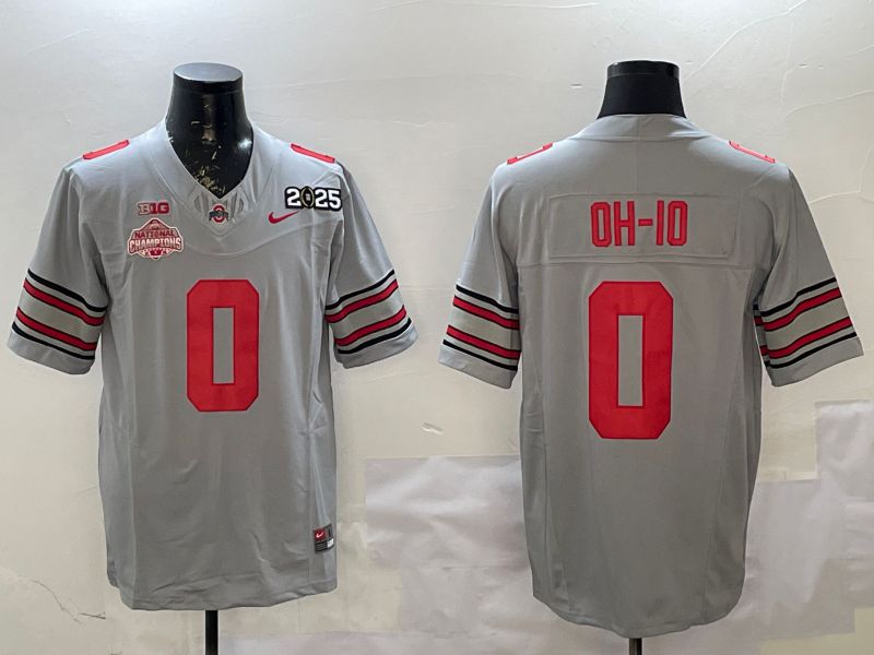 Men Ohio State Buckeyes #0 Oh-Io Grey Three generations Nike 2025 NCAA Jersey->ncaa teams->NCAA Jersey